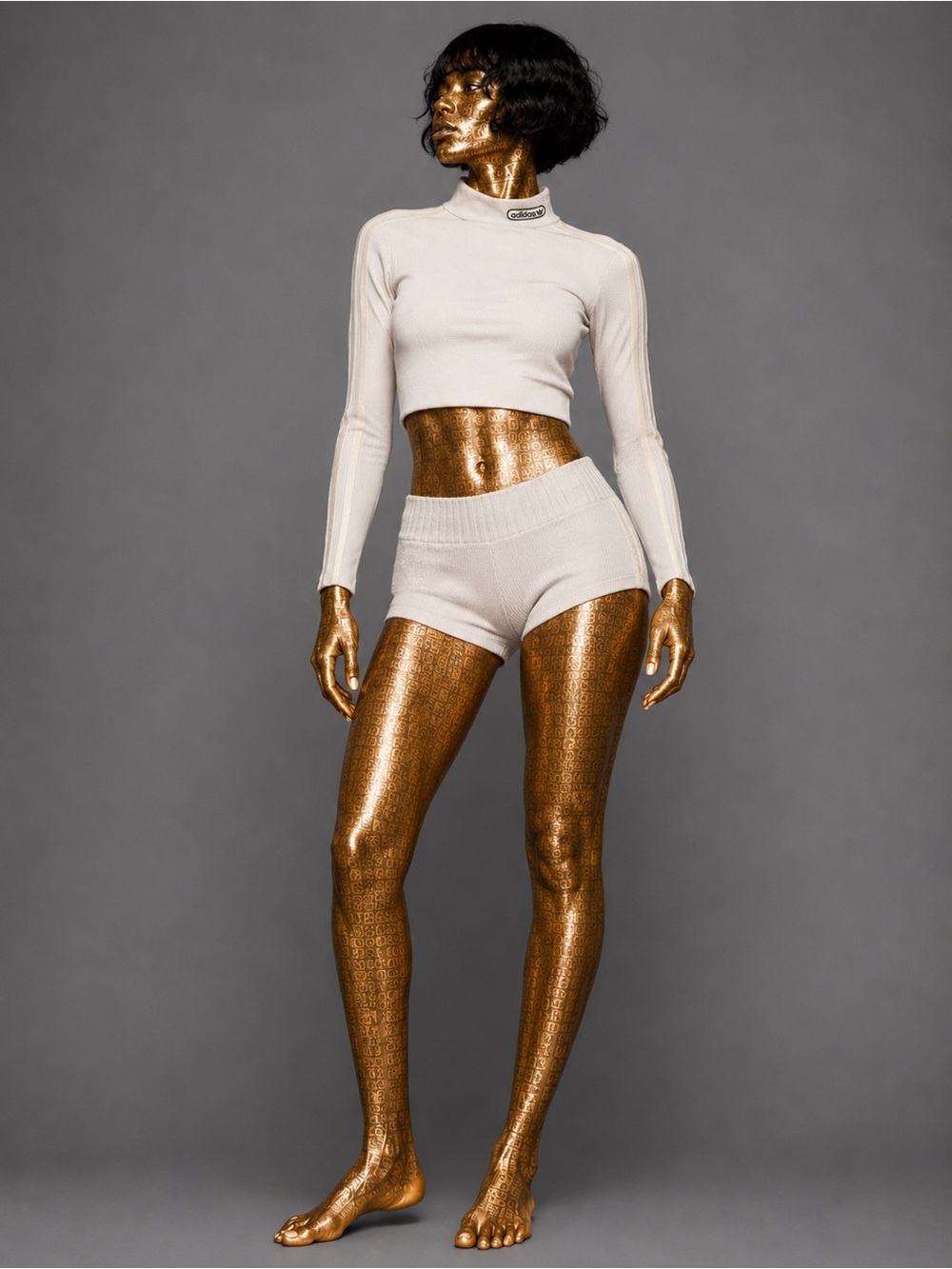 adidas Cream Long-Sleeve Crop Top